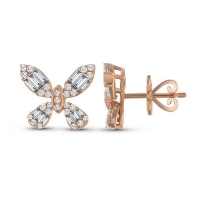 0.58 Karat Pırlanta Kelebek Baget Küpe - Baroni Diamond (1)