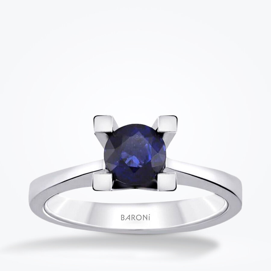 0.58 Karat Pırlanta Tektaş Safir Yüzük