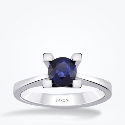 0.58 Karat Pırlanta Tektaş Safir Yüzük - 1