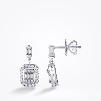 0.59 Karat Pırlanta Baget Küpe - 1