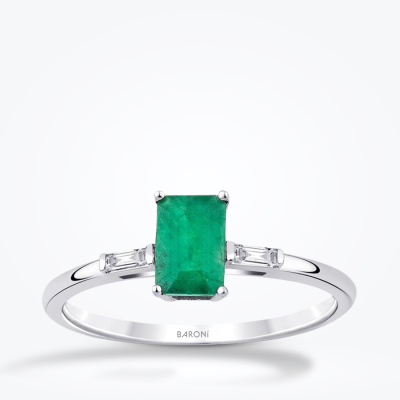 0.59 Karat Pırlanta Zümrüt Yüzük - Baroni Diamond