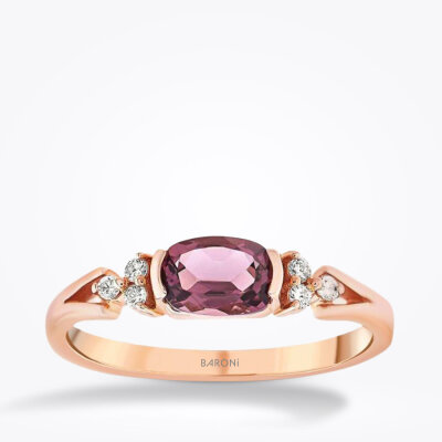 0.61 Karat Pırlanta Ametist Yüzük - 1