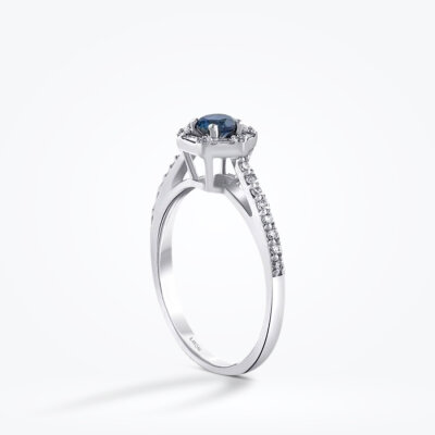 0.61 Karat Pırlanta Baget Safir Yüzük - Baroni Diamond (1)