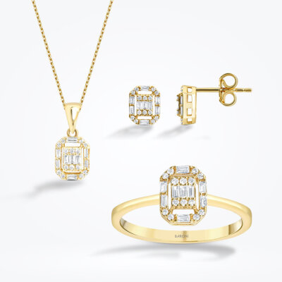0.61 Karat Pırlanta Baget Set - 1