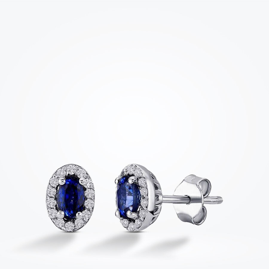 0.61 Karat Pırlanta Safir Küpe