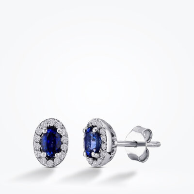 0.61 Karat Pırlanta Safir Küpe - 1