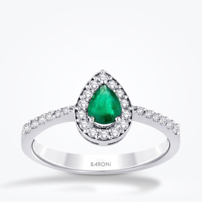 0.61 Karat Pırlanta Zümrüt Yüzük - 1