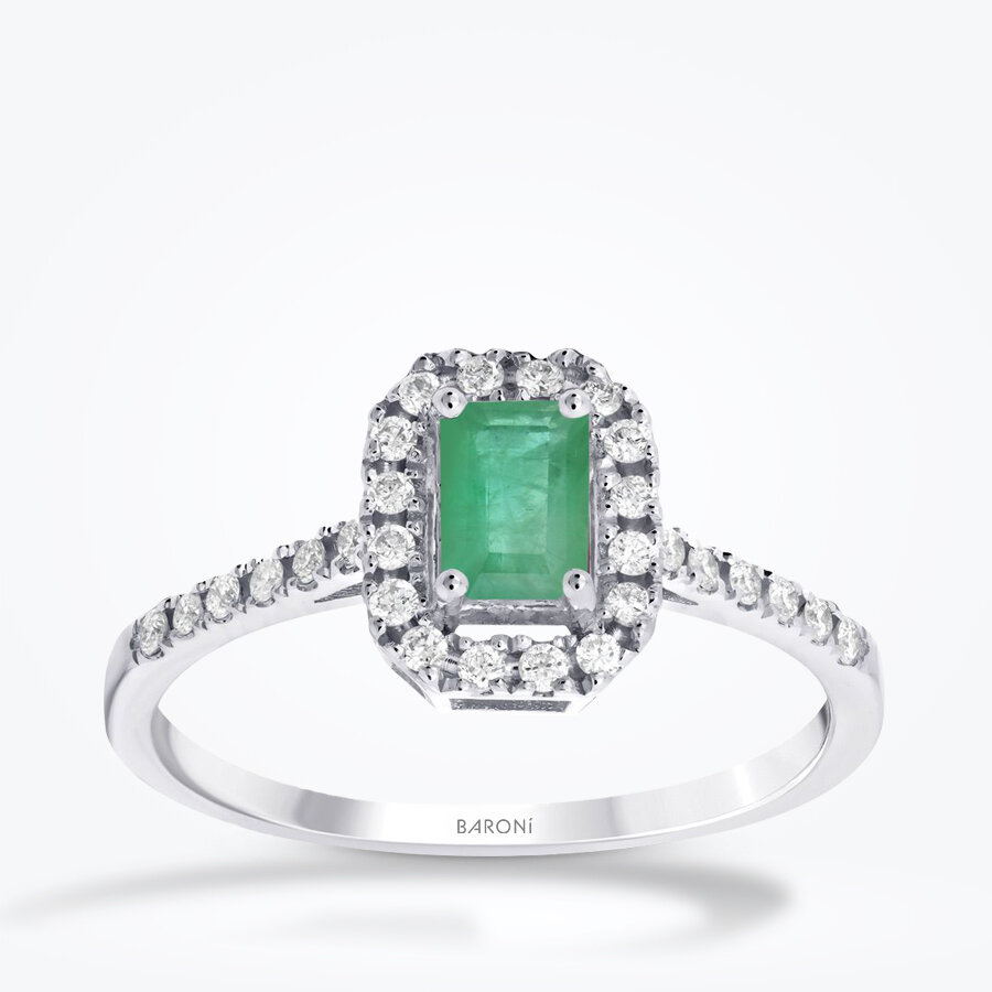 0.61 Karat Pırlanta Zümrüt Yüzük - Baroni Diamond