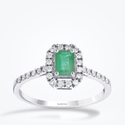 0.61 Karat Pırlanta Zümrüt Yüzük - 1