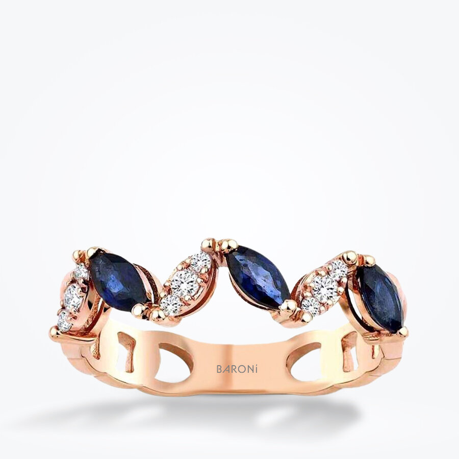 0.62 Karat Pırlanta Safir Yüzük - Baroni Diamond