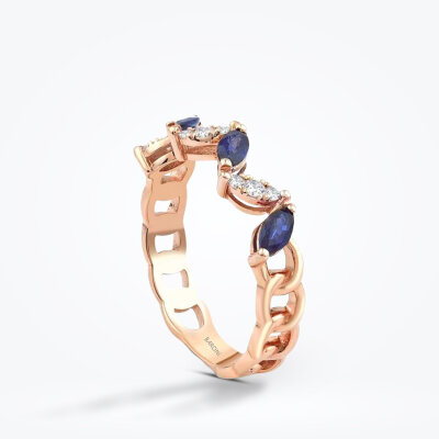 0.62 Karat Pırlanta Safir Yüzük - Baroni Diamond (1)