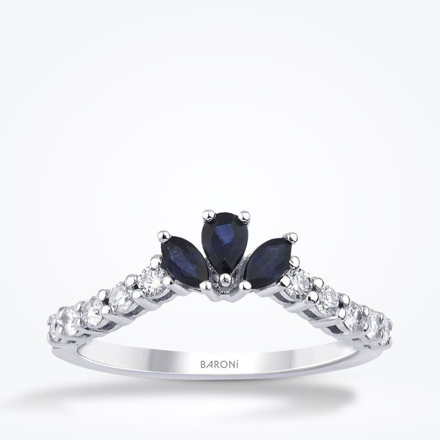 0.62 Karat Pırlanta Safir Yüzük - Baroni Diamond