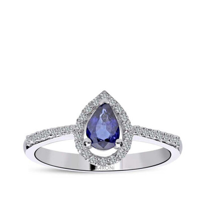 0.63 Karat Pırlanta Safir Yüzük - Baroni Diamond