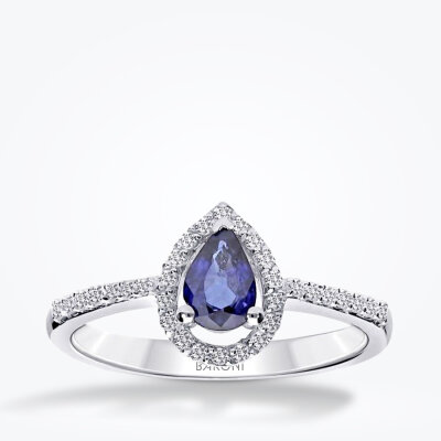 0.63 Karat Pırlanta Safir Yüzük 