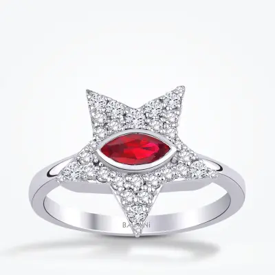 0.63 Karat Pırlanta Yakut Yüzük - 1