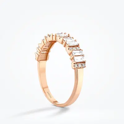 0.63 Karat Pırlanta Yarımtur Baget Rose Yüzük - Baroni Diamond