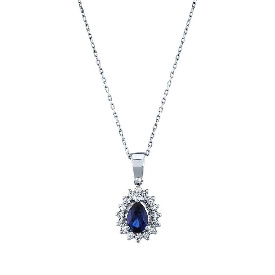 0.64 Karat Pırlanta Safir Kolye