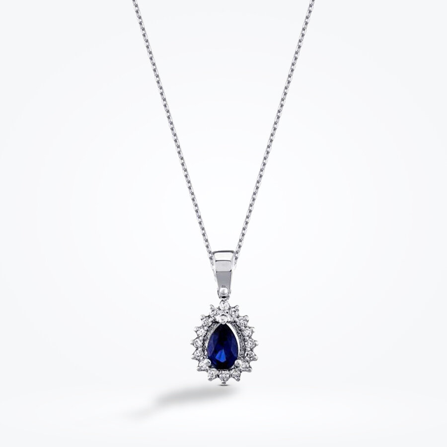 0.64 Karat Pırlanta Safir Kolye