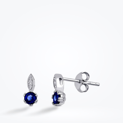 0.64 Karat Pırlanta Safir Küpe 