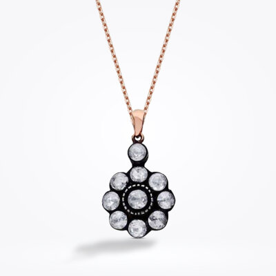 0.65 Karat Elmas Gül Kolye - 1