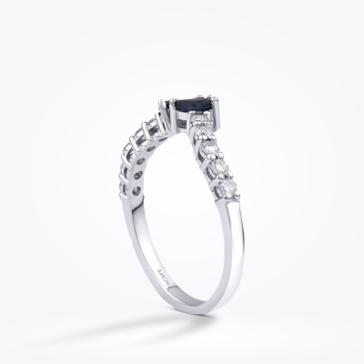 0.65 Karat Pırlanta Lotus Safir Yüzük - Baroni Diamond (1)