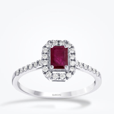 0.65 Karat Pırlanta Yakut Yüzük - 1