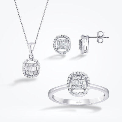 0.66 Karat Pırlanta Baget Set - 1