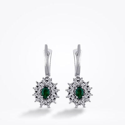 0.66 Karat Pırlanta Lotus Zümrüt Küpe - Baroni Diamond (1)