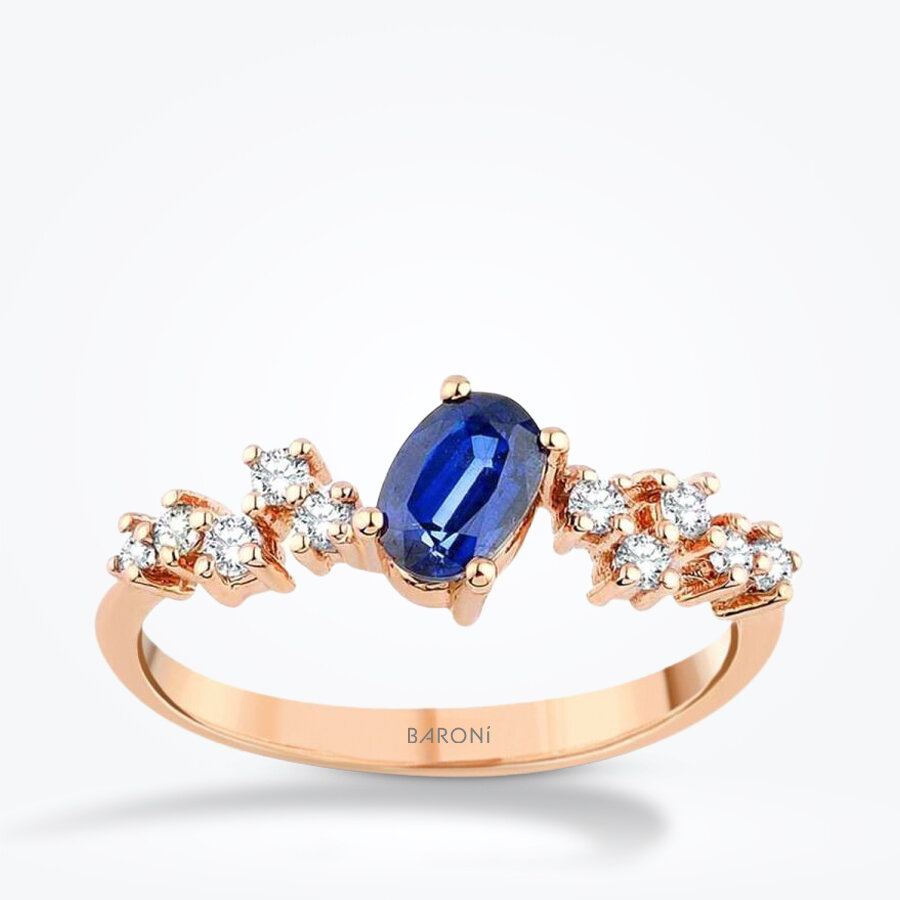 0.66 Karat Pırlanta Safir Yüzük - Baroni Diamond