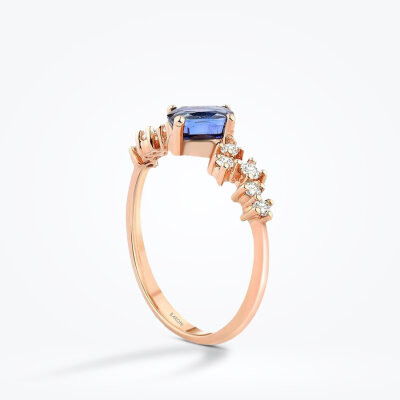 0.66 Karat Pırlanta Safir Yüzük - Baroni Diamond (1)