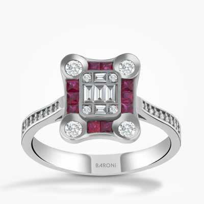 0.66 Karat Pırlanta Yakut Yüzük - 1