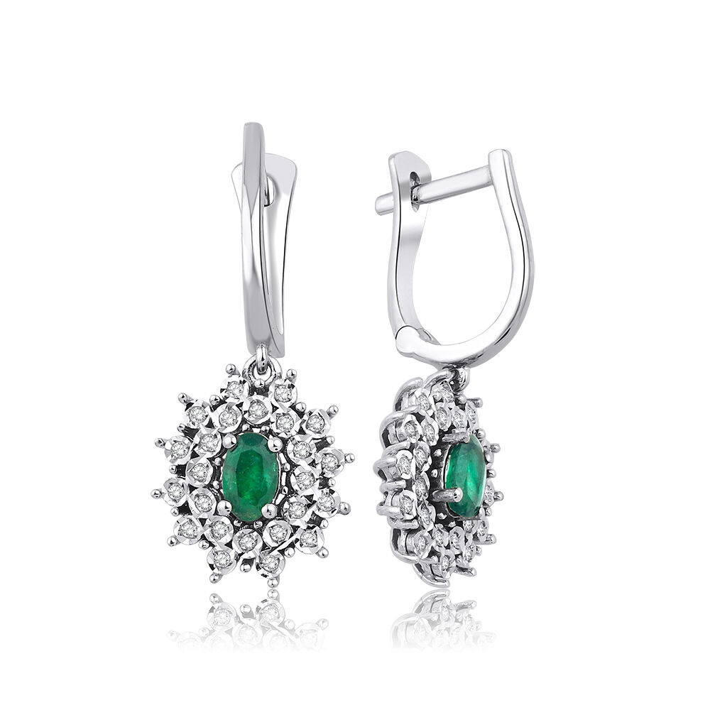 0.66 Karat Pırlanta Zümrüt Küpe - Baroni Diamond