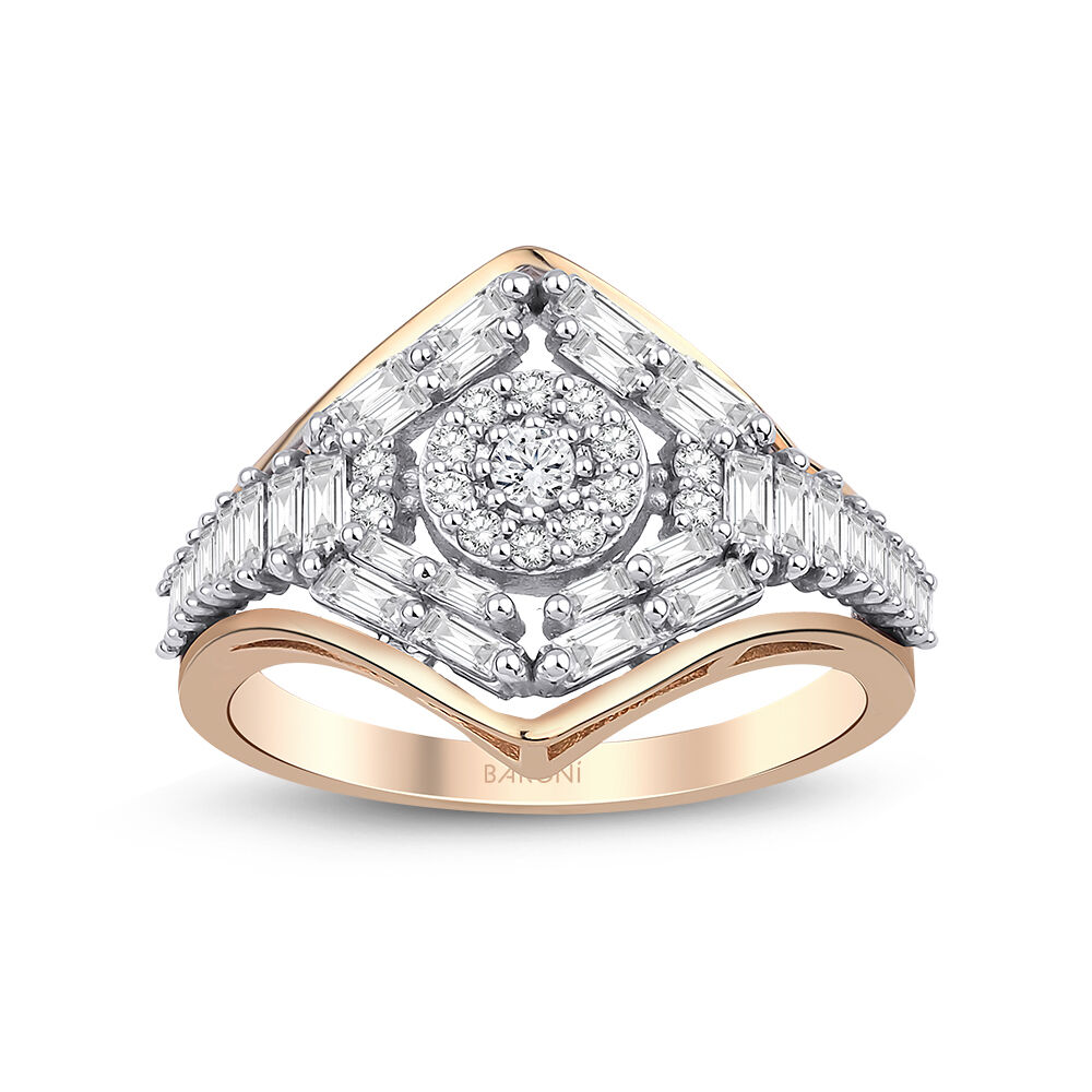 0.67 Karat Pırlanta Baget Trend Rose Yüzük - Baroni Diamond