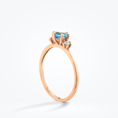 0.67 Karat Pırlanta Blue Topaz Yüzük - 2