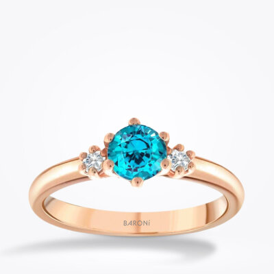 0.67 Karat Pırlanta Blue Topaz Yüzük - 1