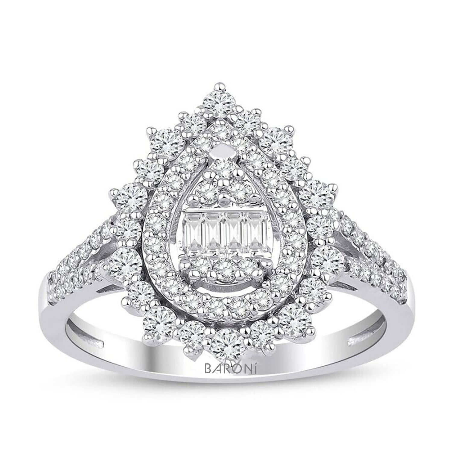0.67 Karat Pırlanta Damla Baget Yüzük - Baroni Diamond