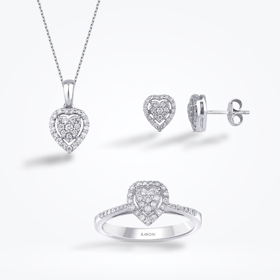 0.67 Karat Pırlanta Kalp Set - Baroni Diamond