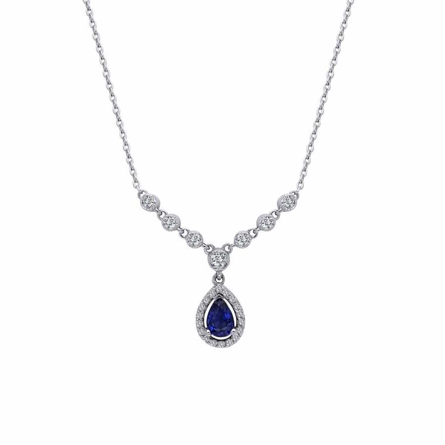 0.67 Karat Pırlanta Safir Damla Kolye