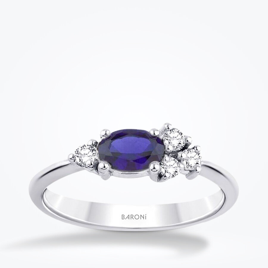 0.67 Karat Pırlanta Safir Yüzük
