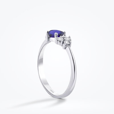 0.67 Karat Pırlanta Safir Yüzük - Baroni Diamond (1)