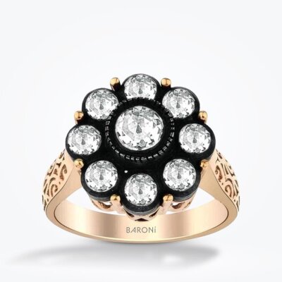 0.68 Karat Elmas Gül Yüzük - 1