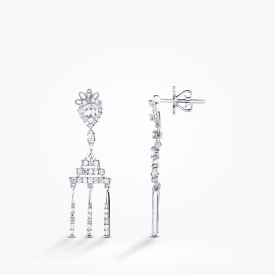 0.68 Karat Pırlanta Baget Küpe - 1