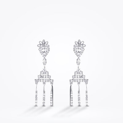 0.68 Karat Pırlanta Baget Küpe - 2