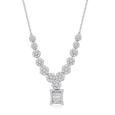 0.69 Karat Pırlanta Baget Çiçek Kolye - Baroni Diamond