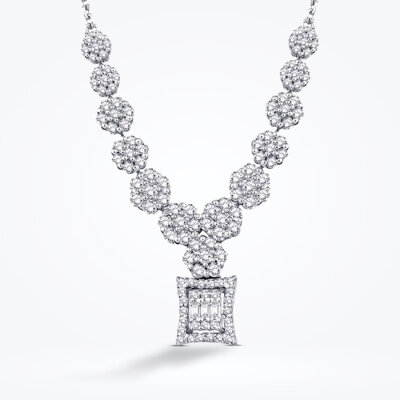 0.69 Karat Pırlanta Baget Çiçek Kolye - Baroni Diamond