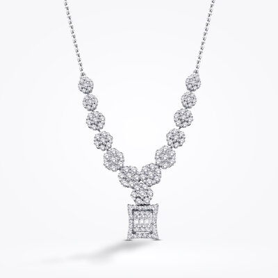 0.69 Karat Pırlanta Baget Çiçek Kolye - Baroni Diamond (1)