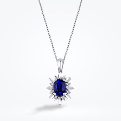 0.69 Karat Pırlanta Safir Kolye - Baroni Diamond (1)