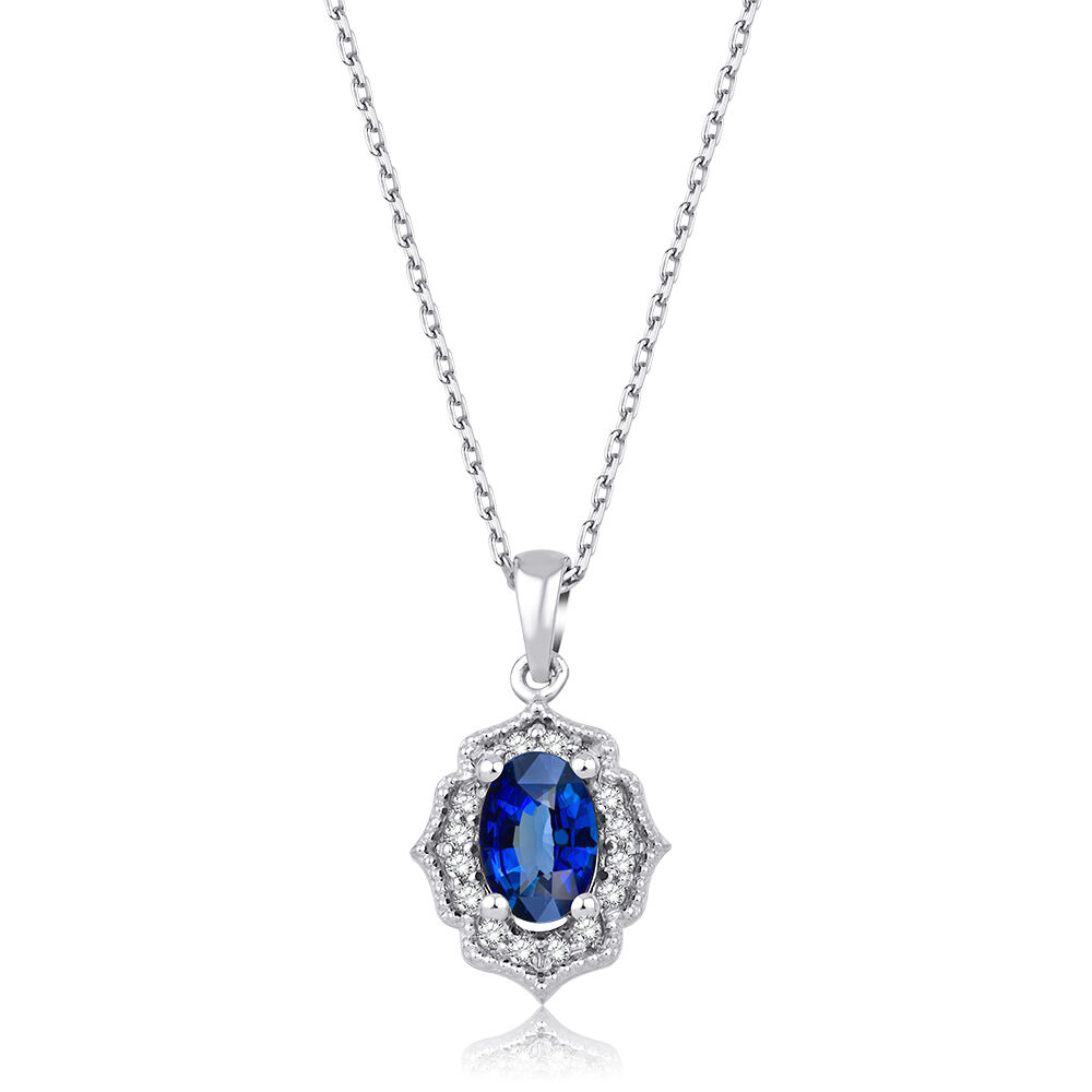 0.69 Karat Pırlanta Safir Kolye
