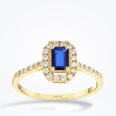 0.69 Karat Pırlanta Safir Yüzük - 1