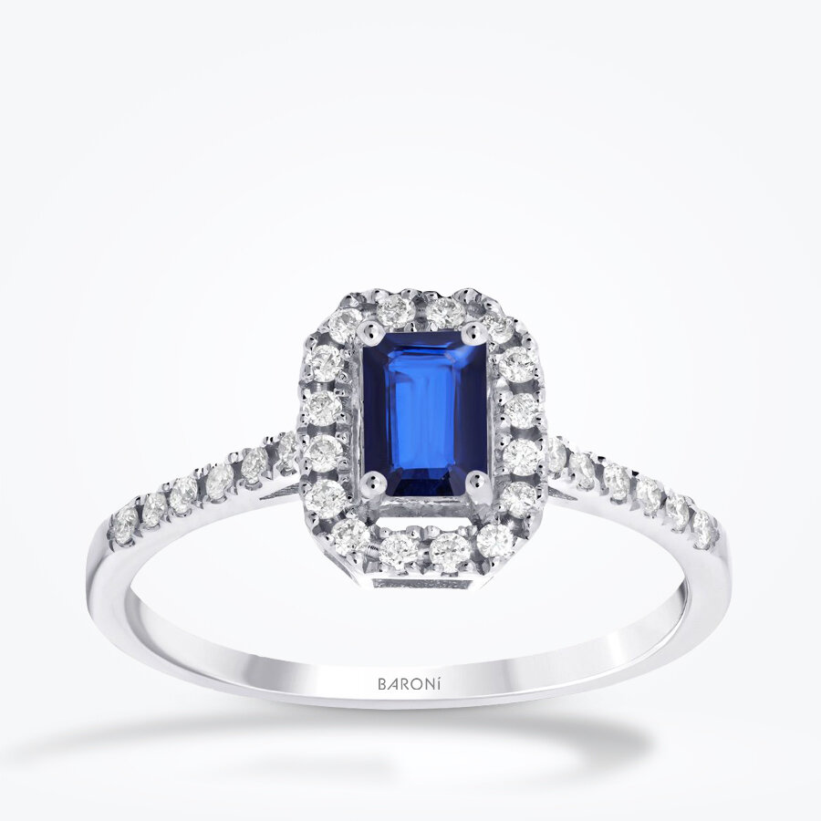 0.69 Karat Pırlanta Safir Yüzük - Baroni Diamond